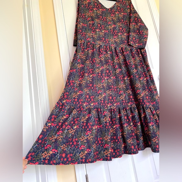 POPSY Ditsy Floral Print Tiered Hem Midi Dress w/ Pockets Size 18 US/ 22 UK - Picture 8 of 16